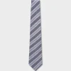 Blue Diagonal Striped Silk Tie
