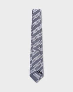 Blue Diagonal Striped Silk Tie