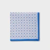 Blue Floral Linen Pocket Square