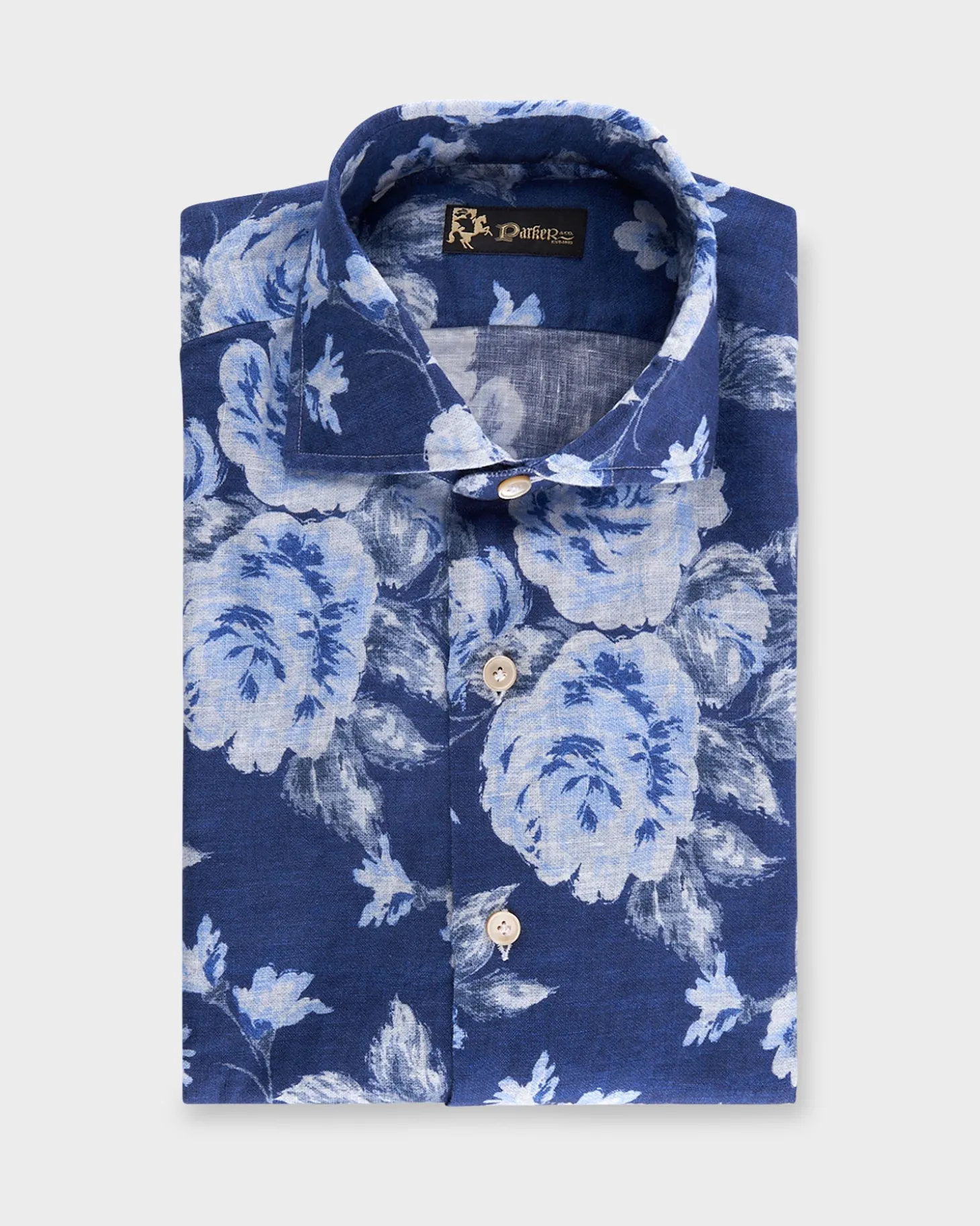 Blue Floral Linen Shirt