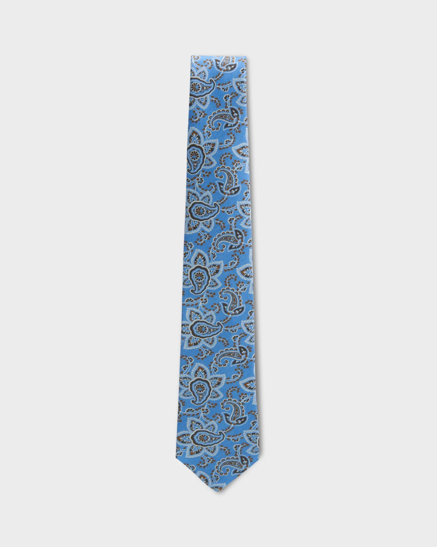 Blue Floral Paisley Silk Linen Tie