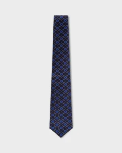 Blue Geometric Floral Pattern Tie