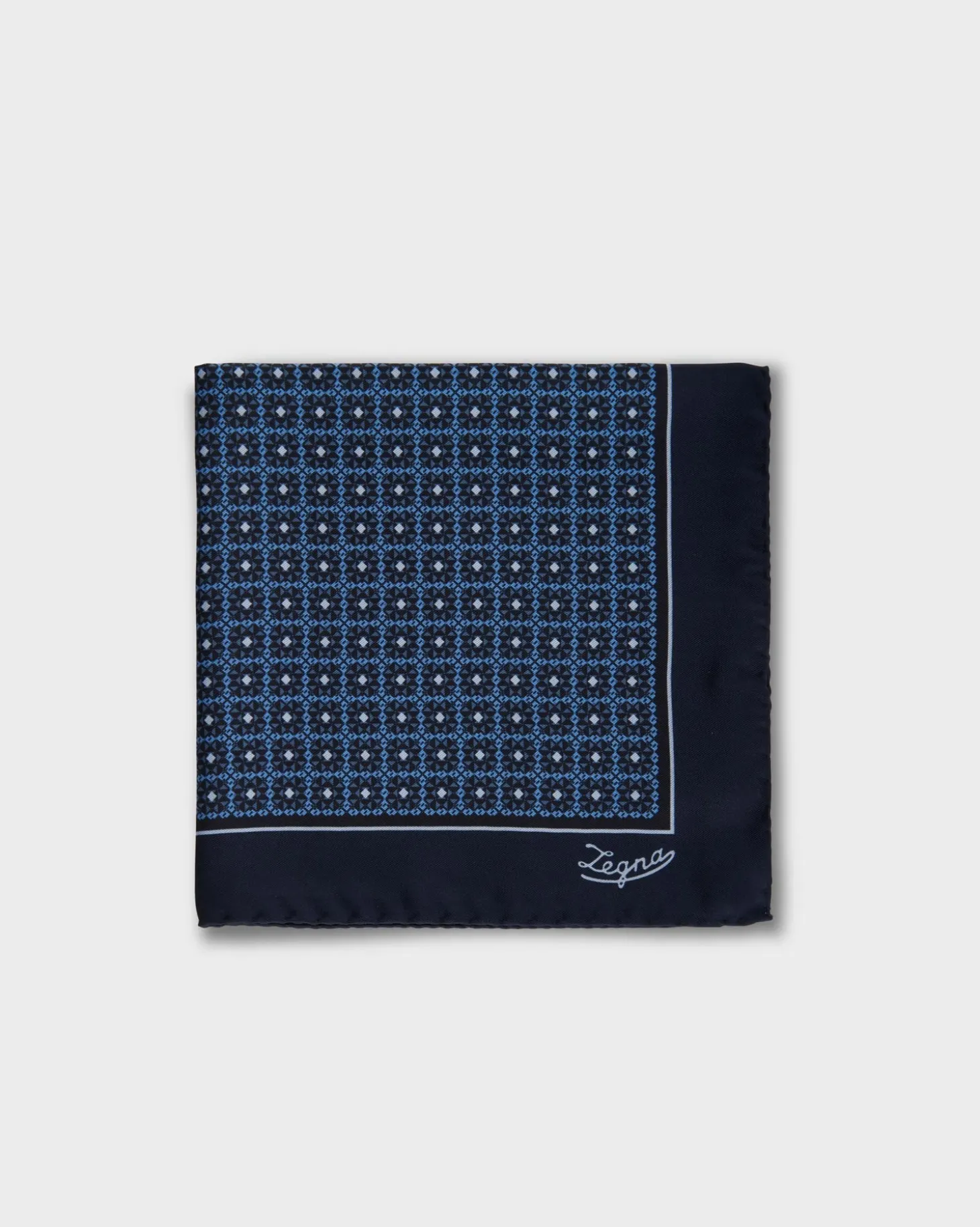 Blue Geometric Flowers Pocket Square