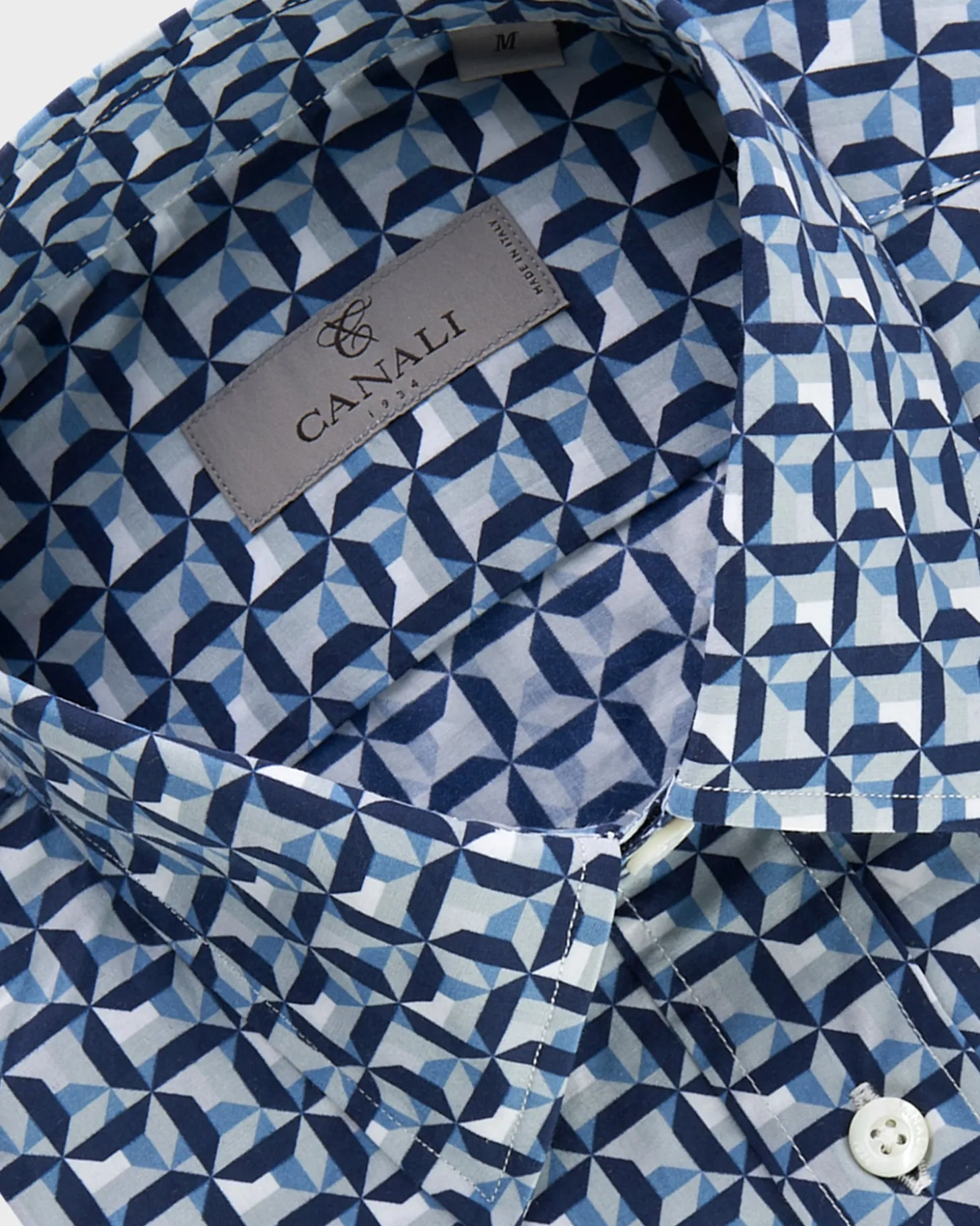 Blue Geometric Pattern Cotton Shirt
