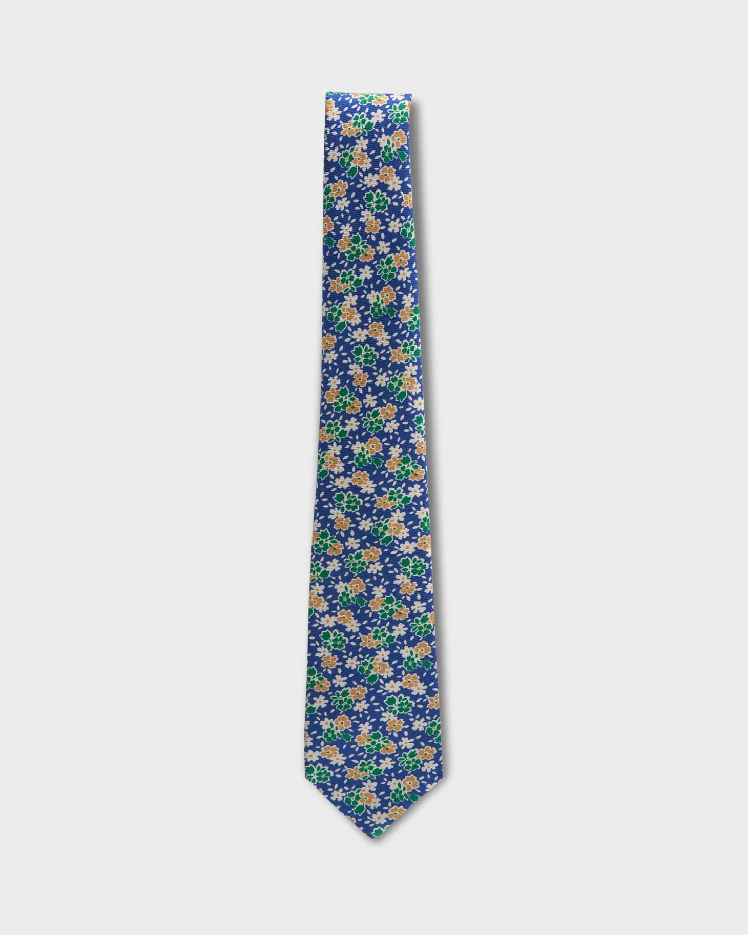 Blue Green And Yellow Floral Silk Tie
