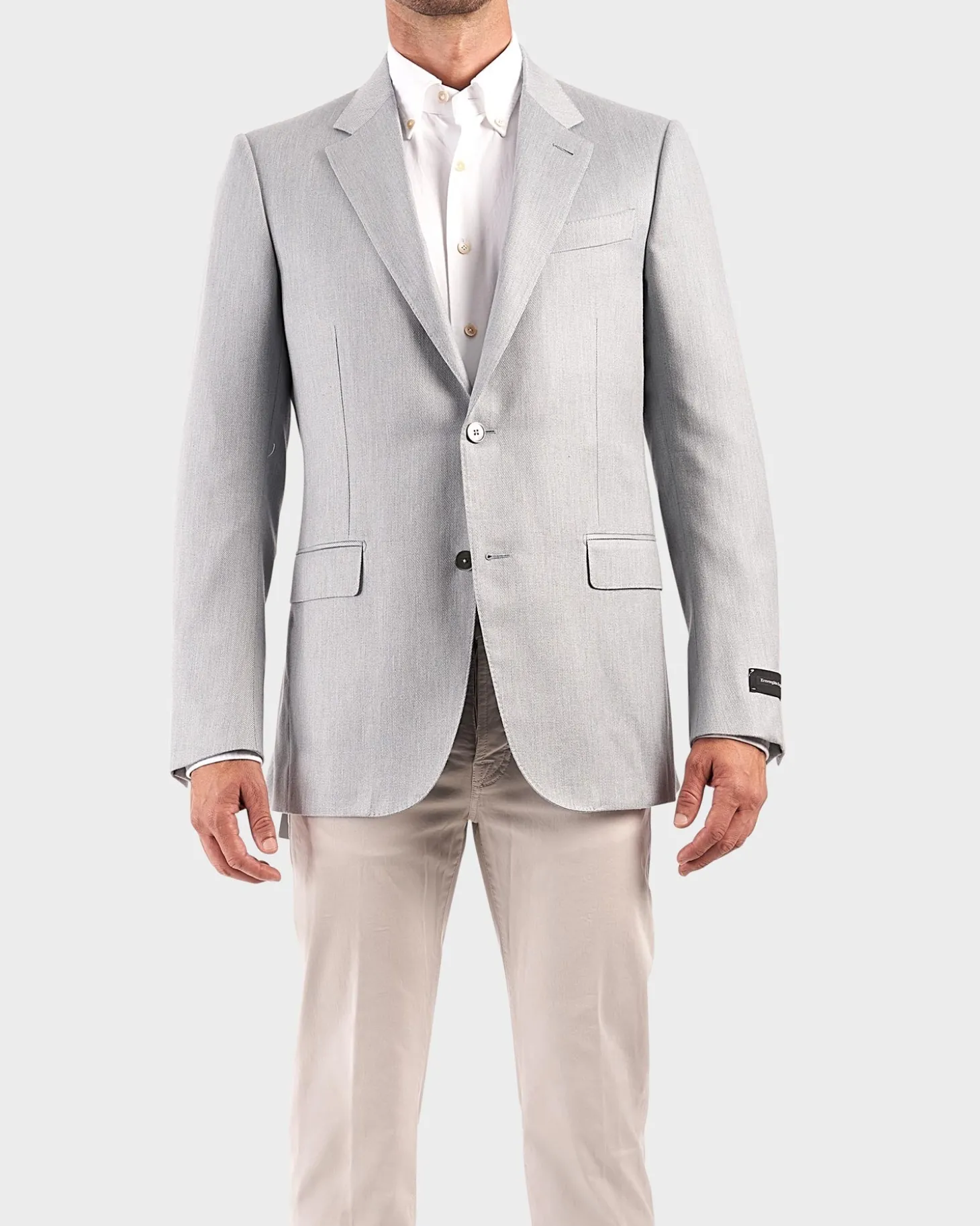 Blue Grey Cotton Silk Cashmere Blend Sports Jacket