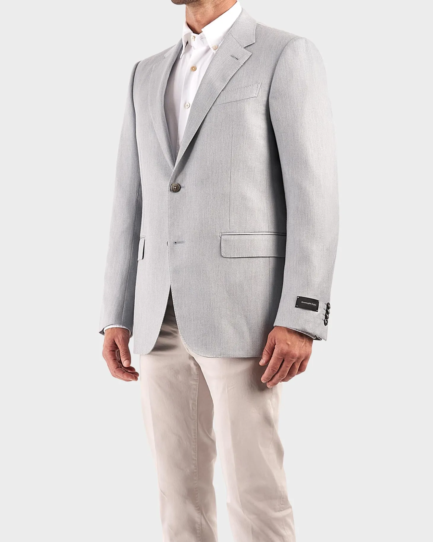 Blue Grey Cotton Silk Cashmere Blend Sports Jacket