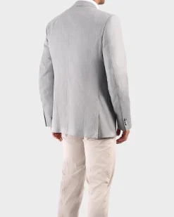 Blue Grey Cotton Silk Cashmere Blend Sports Jacket