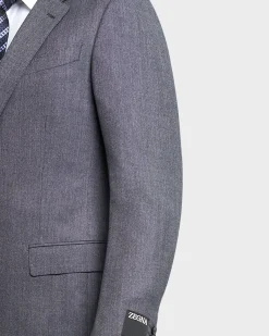 Blue Grey Microstructure15Milmil15 Wool Suit