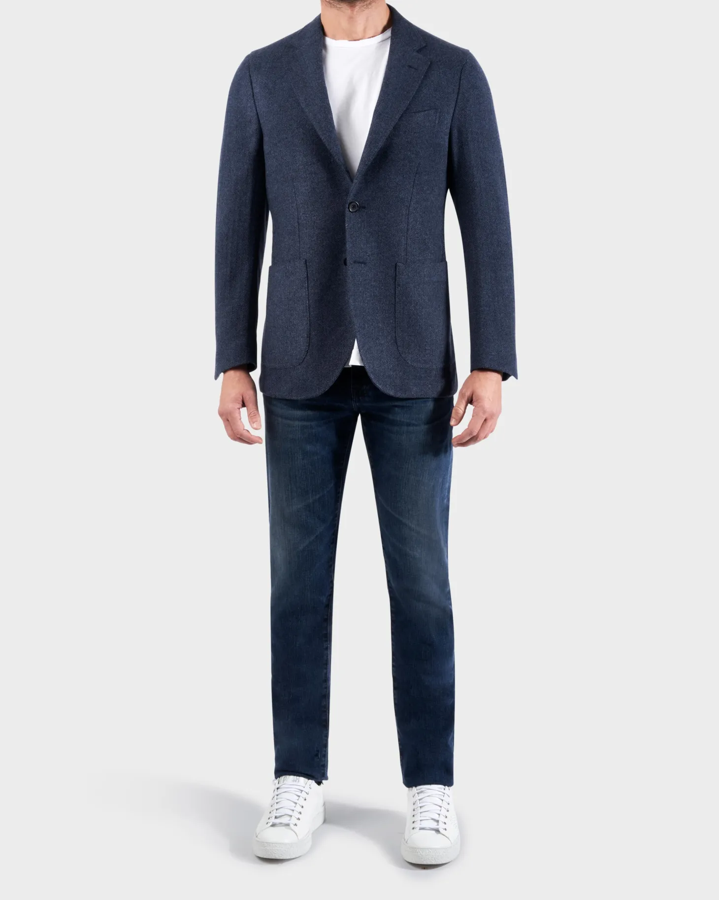 Blue Herringbone Wool Jacket