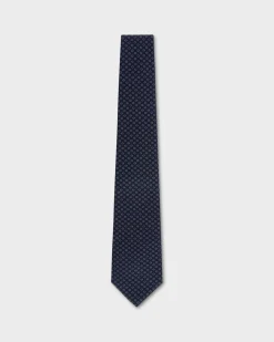 Blue Hollow Circle Pattern Cotton Tie