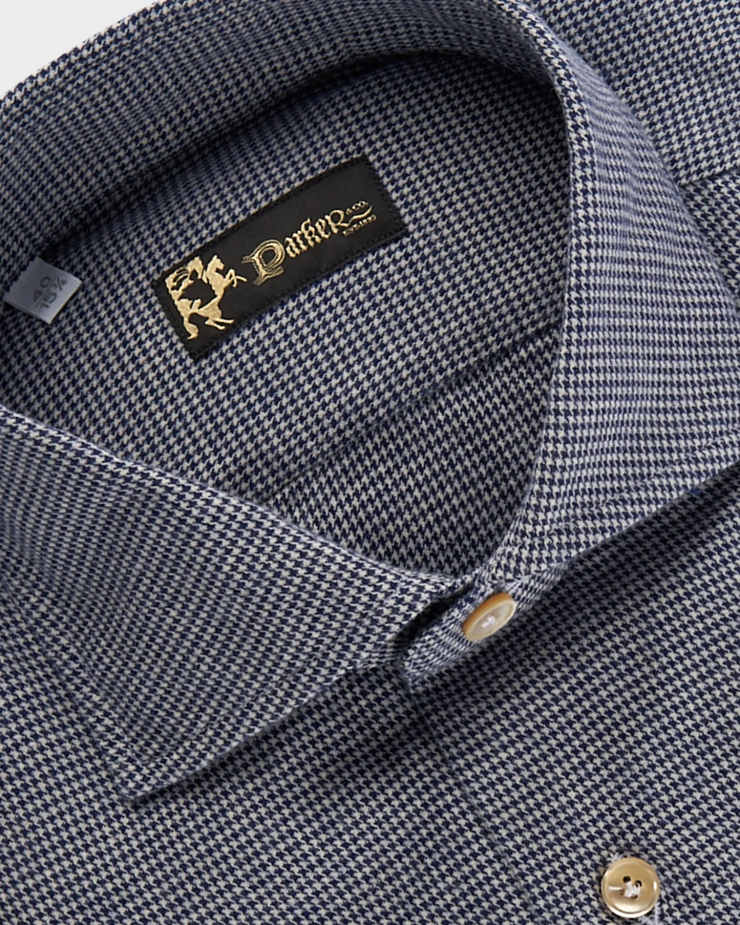 Blue Houndstooth Cotton Flannel Shirt