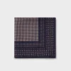 Blue Houndstooth Polkadot Overlay Silk Pocket Square