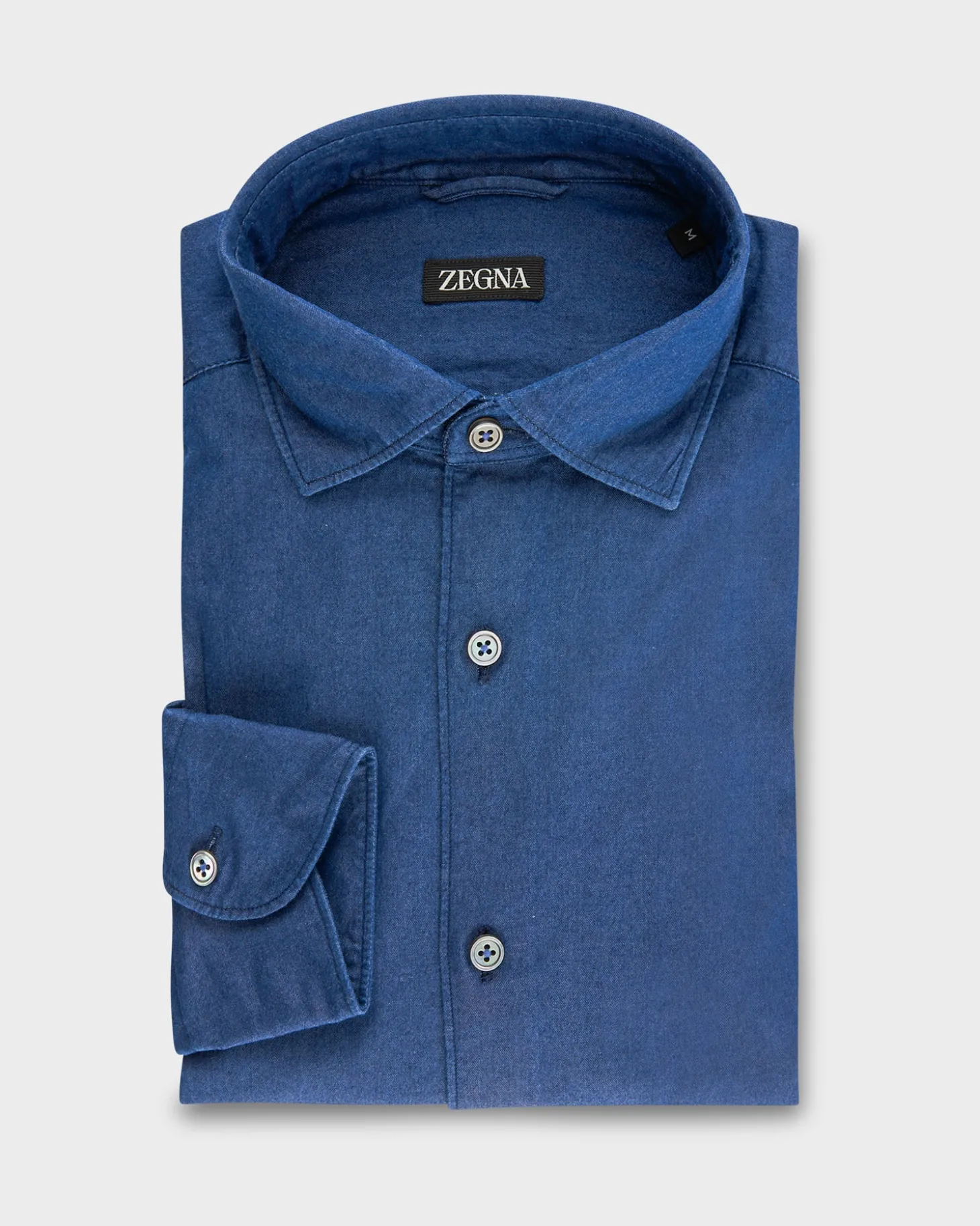 Blue Indigo Dyed Cotton Denim Shirt
