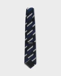 Blue Large Diagonal Pattern Silk Tie