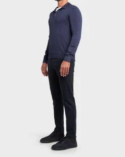 Blue Merino Wool Button Down Knit