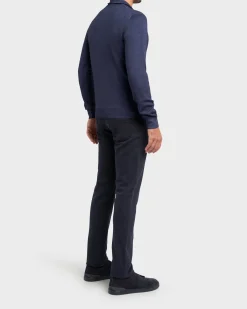 Blue Merino Wool Button Down Knit