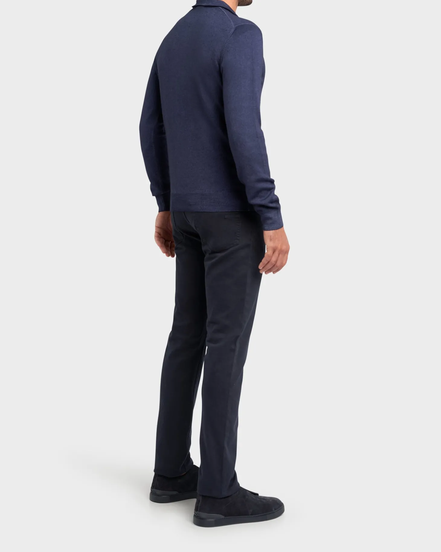 Blue Merino Wool Button Down Knit