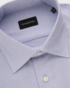 Blue Micro Check Cotton Shirt