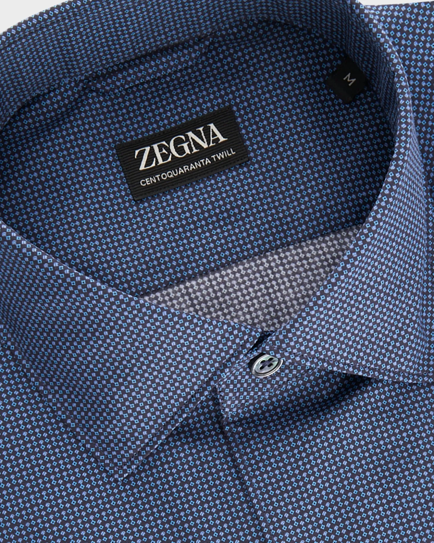 Blue Micropattern Centoquatra Twill Shirt