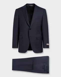Blue Micropattern Wool Suit