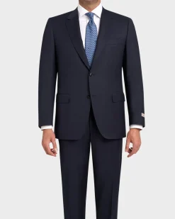 Blue Micropattern Wool Suit