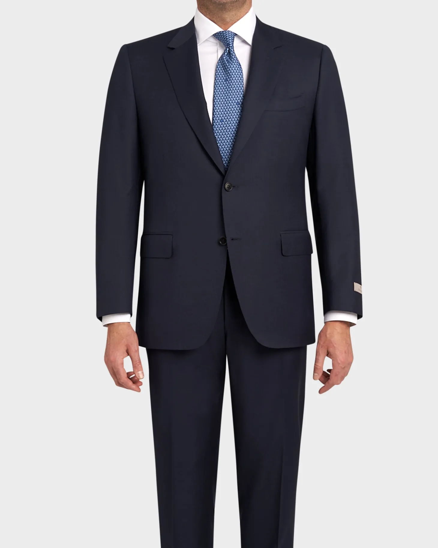 Blue Micropattern Wool Suit