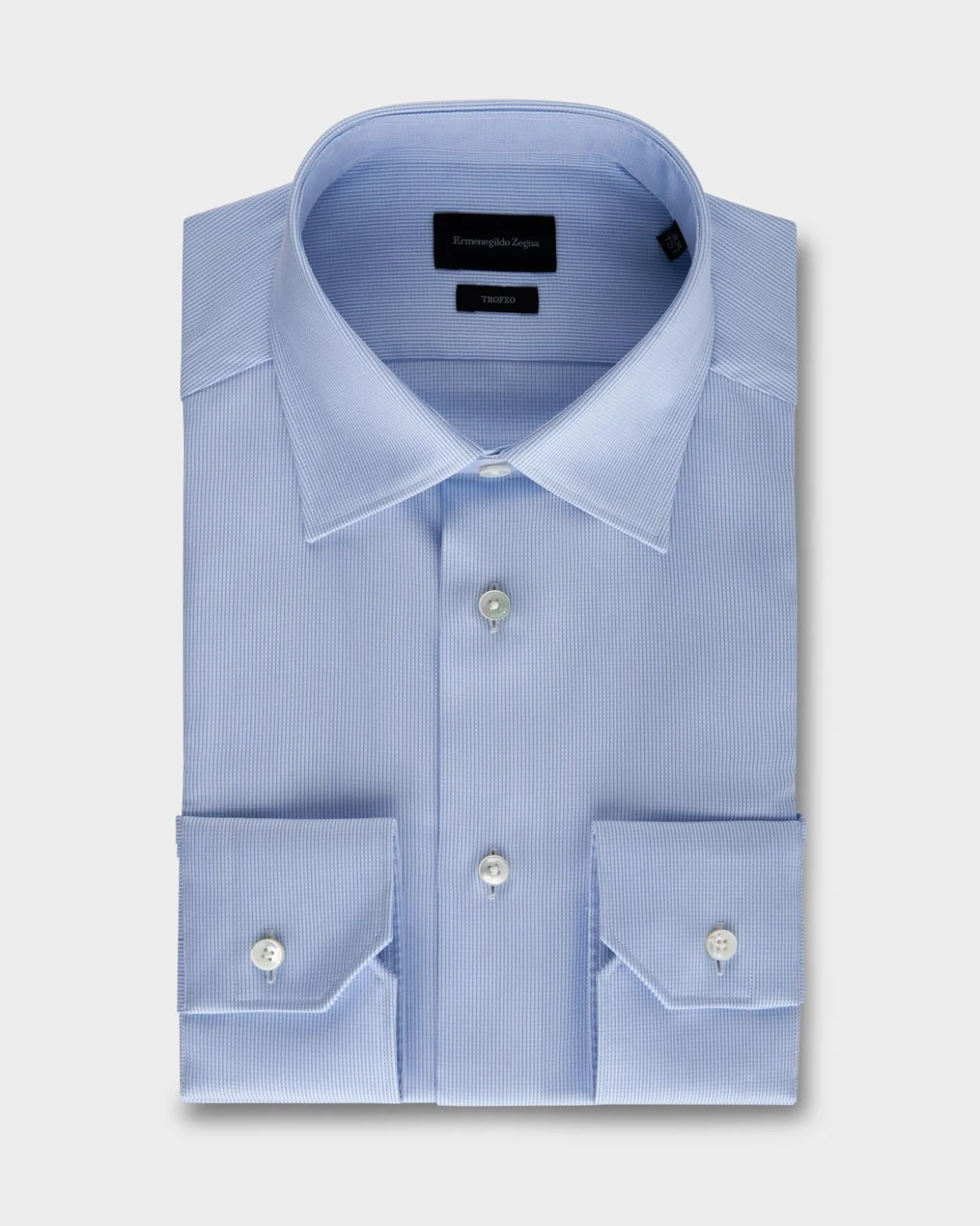 Blue Microstructured Trofeo Cotton Shirt