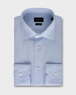 Blue Microstructured Trofeo Cotton Shirt