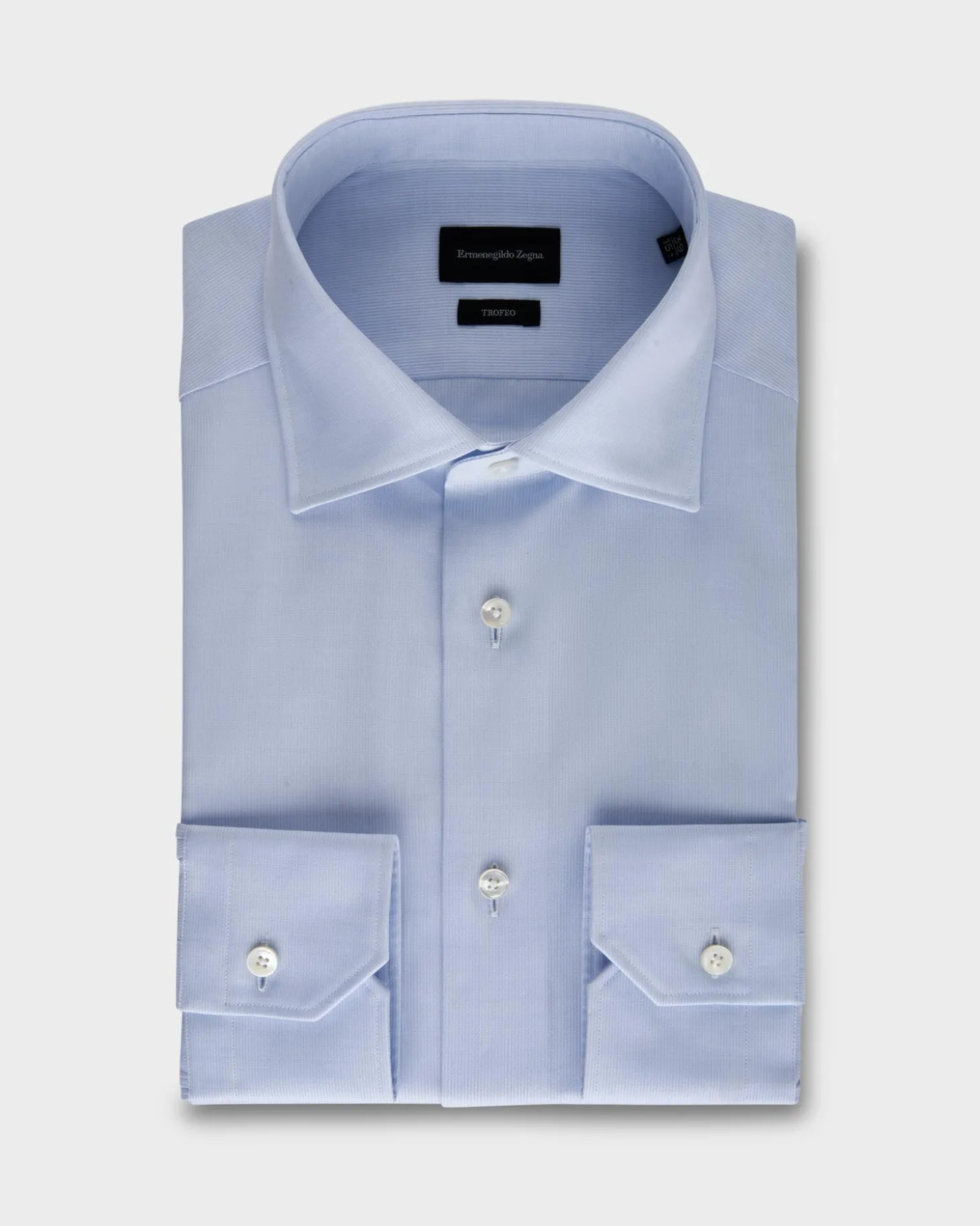 Blue Microstructured Trofeo Cotton Shirt