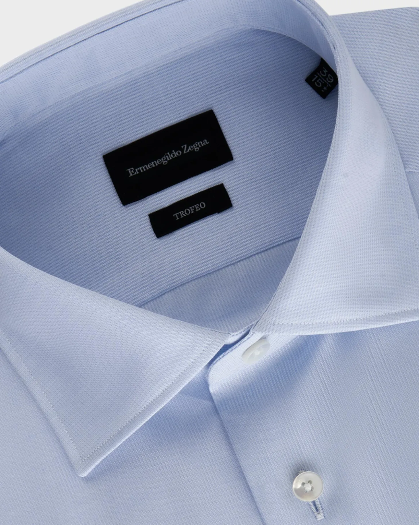 Blue Microstructured Trofeo Cotton Shirt