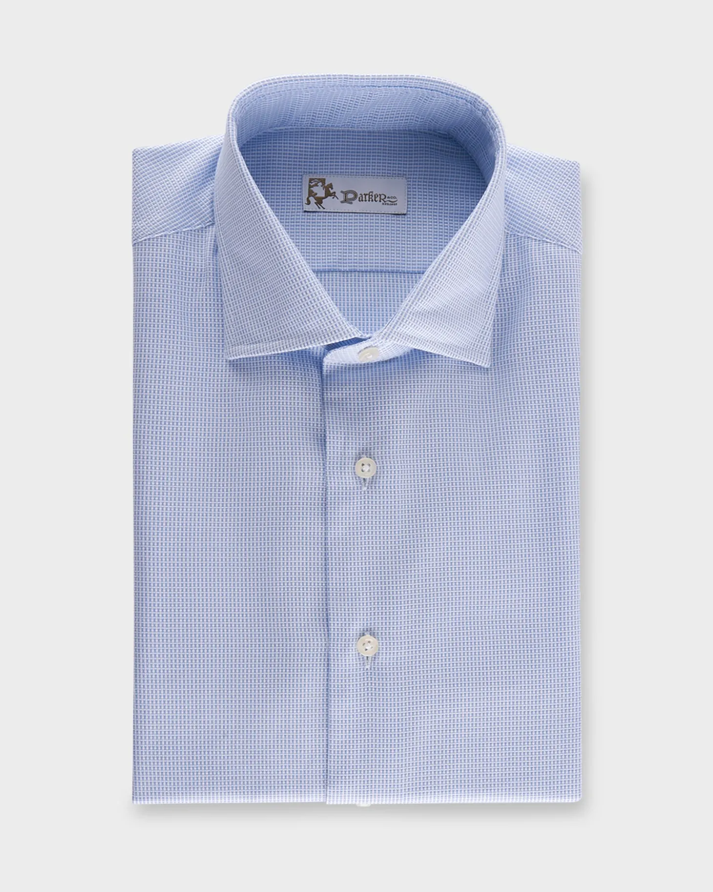 Blue Microtexture Cotton Shirt
