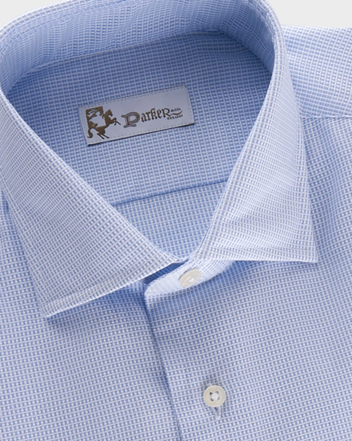 Blue Microtexture Cotton Shirt