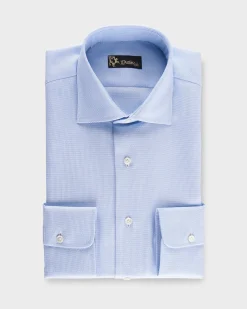 Blue Microtexture Tailored Cotton Shirt