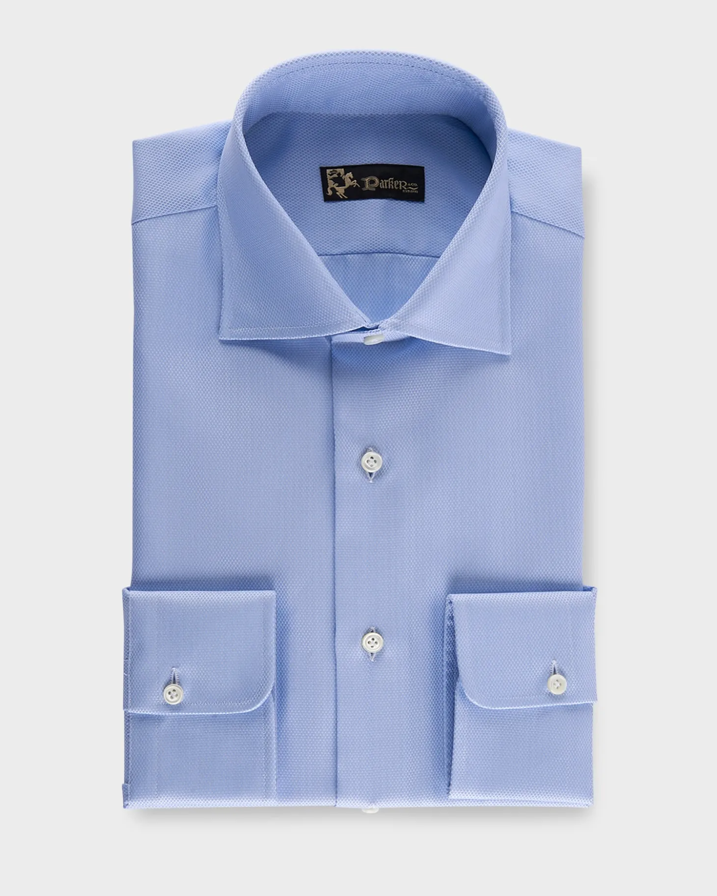 Blue Microtexture Tailored Cotton Shirt