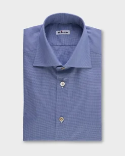 Blue Mini Houndstooth Cotton Shirt