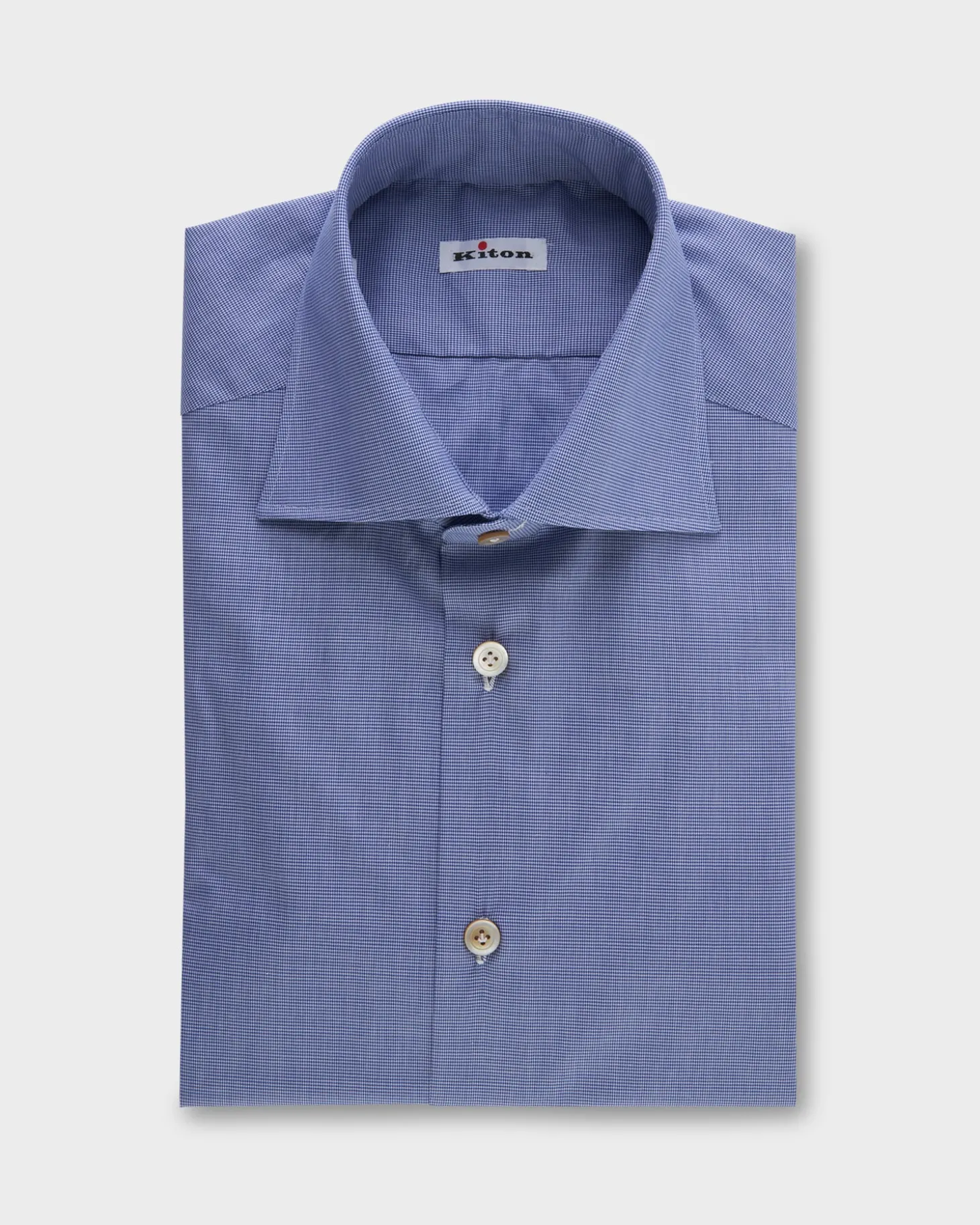 Blue Mini Houndstooth Cotton Shirt