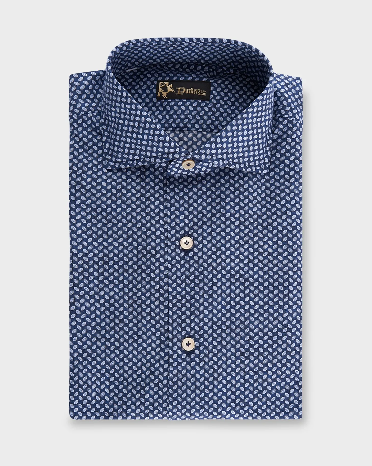 Blue Mini Pattern Cotton Shirt