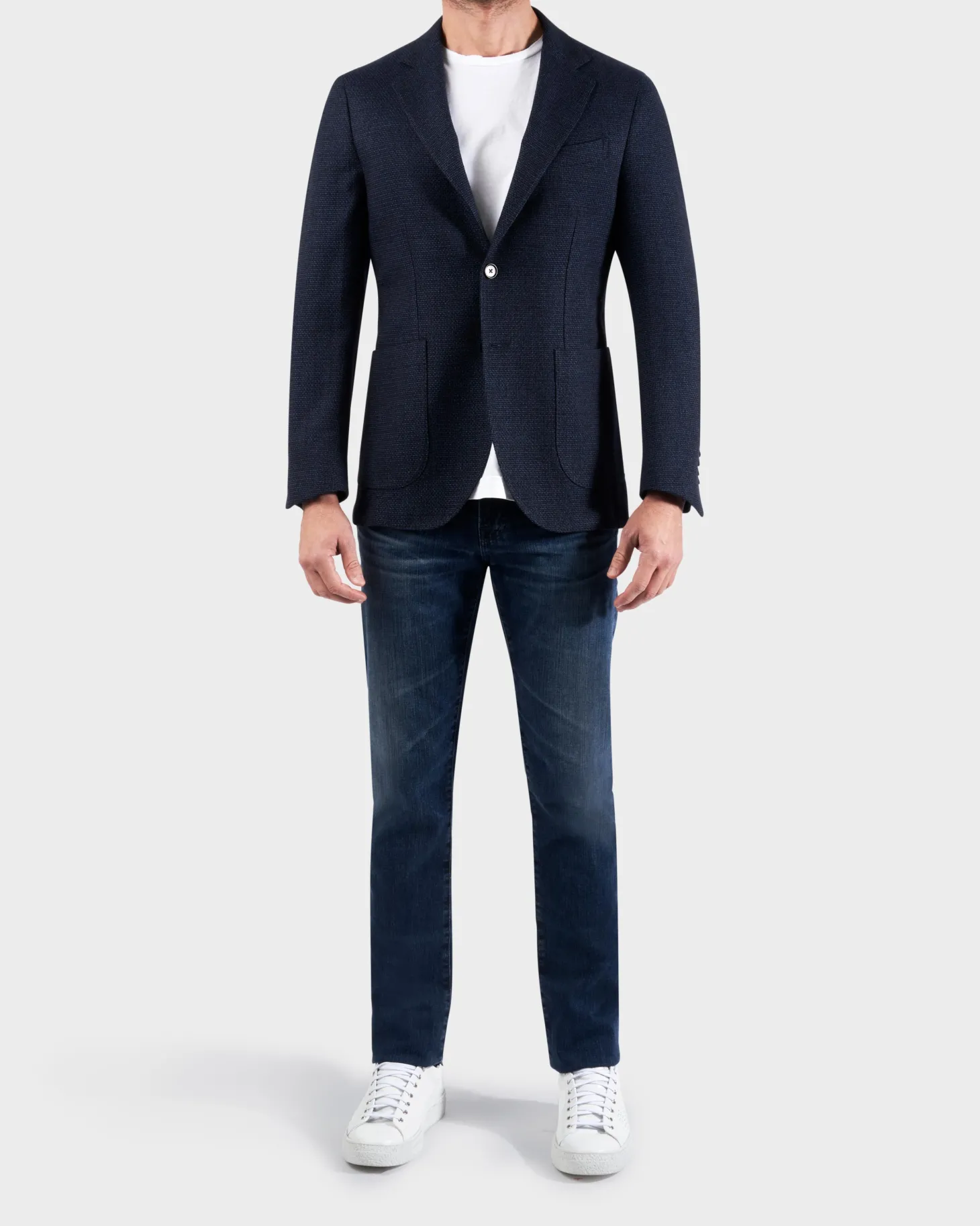 Blue/ Navy Wool Cross Weave Jacket