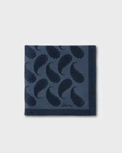Blue Paisley Silk Pocket Square