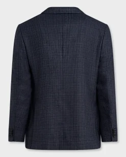Blue Plaid Silk Wool Sports Jacket