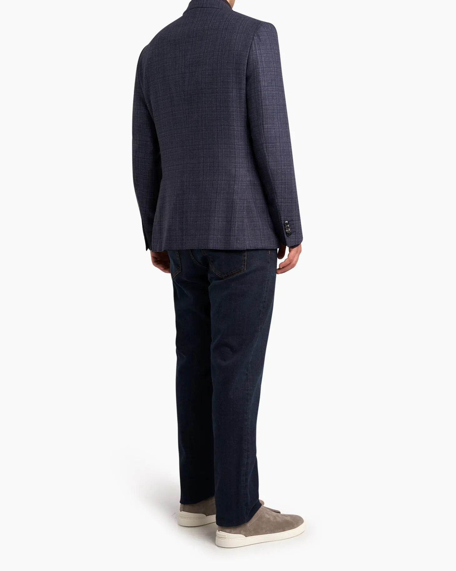 Blue Plaid Silk Wool Sports Jacket