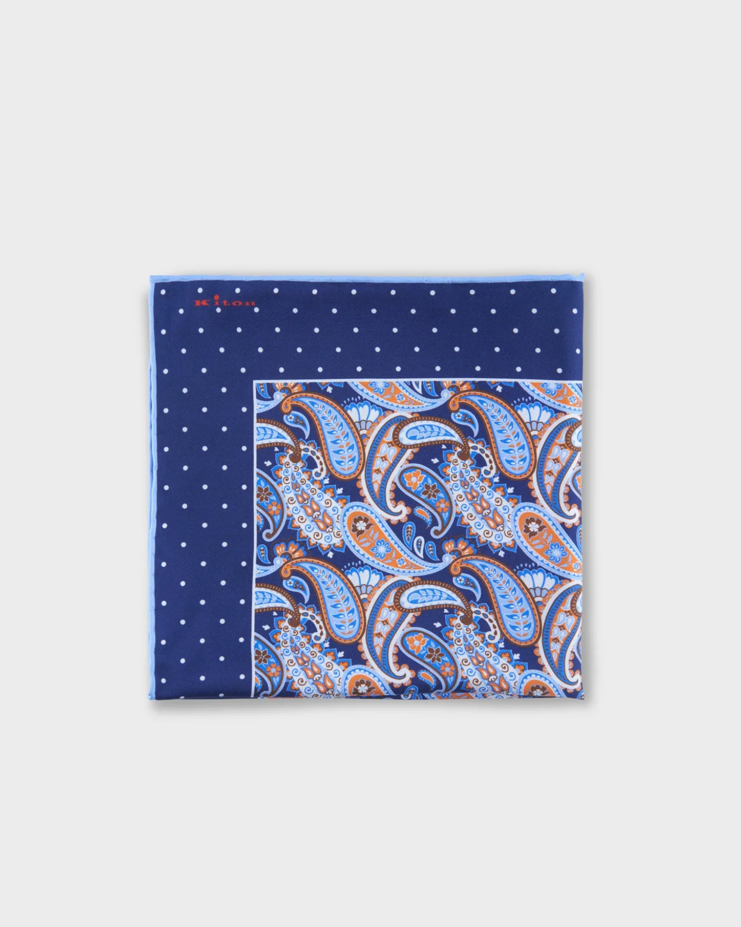 Blue Polkadot And Paisley Silk Pocket Square