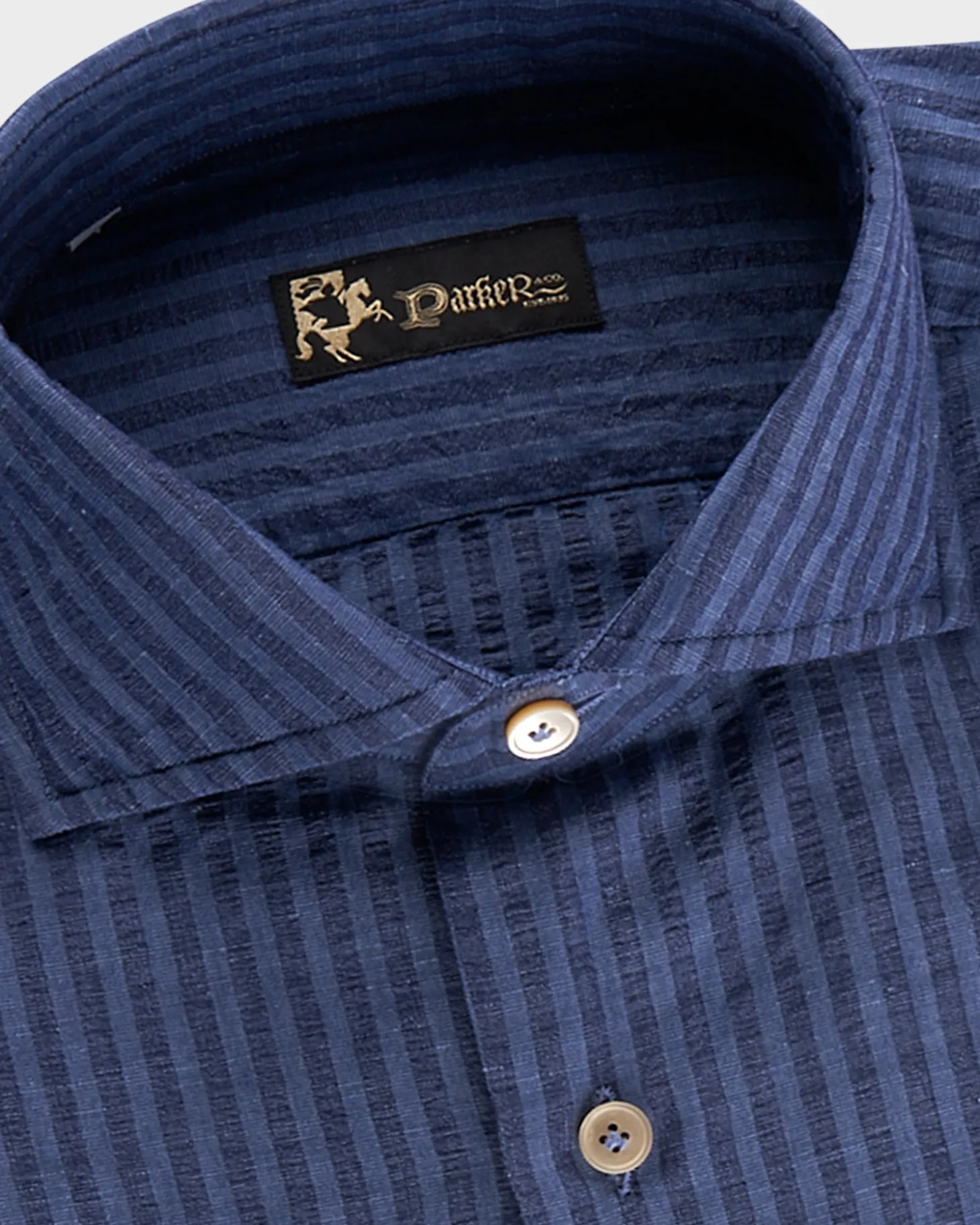 Blue Self Stripe Cotton Linen Shirt
