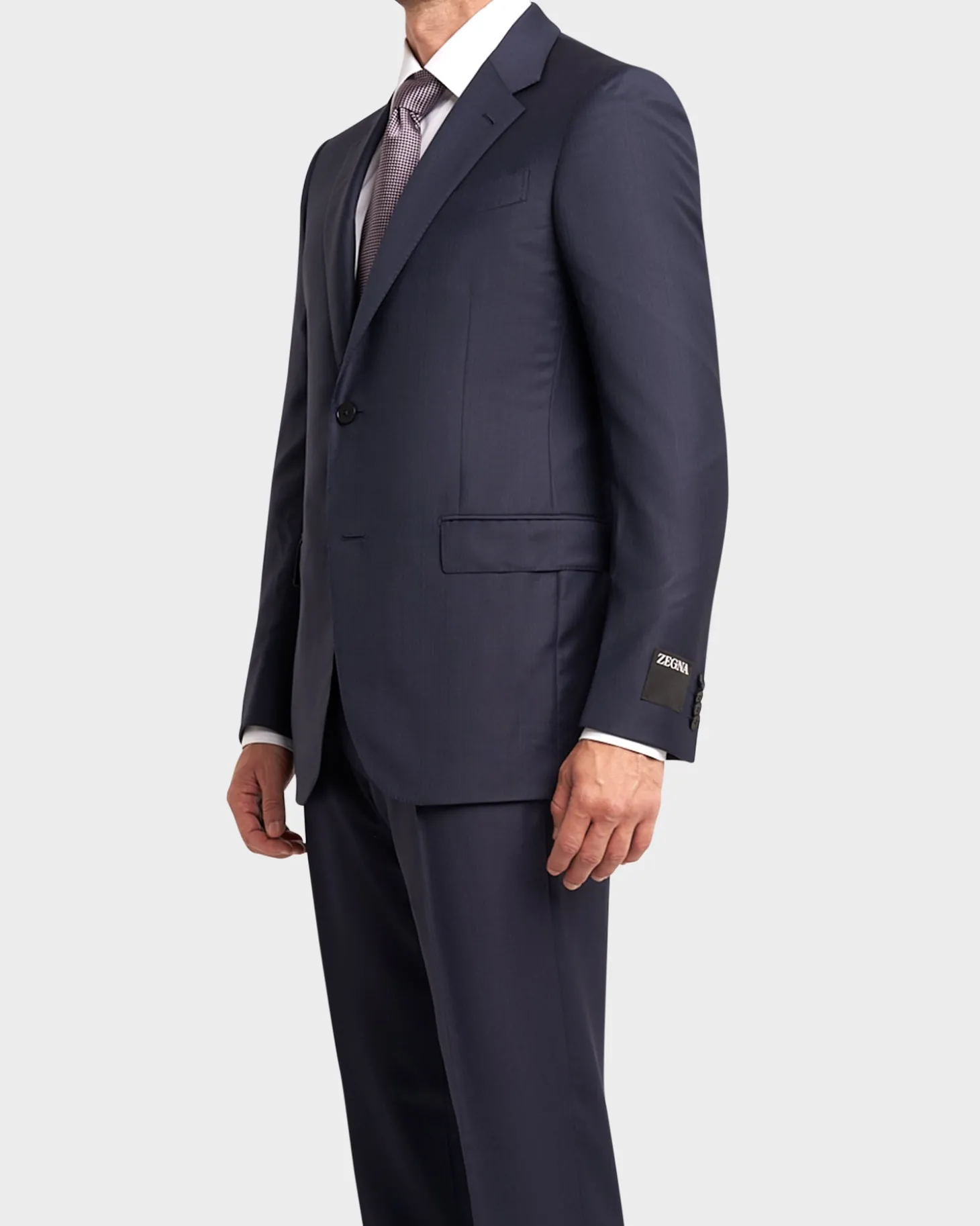 Blue Self Stripe Herringbone Trofeo Wool Suit