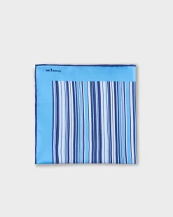 Blue Stripe Silk Pocket Square