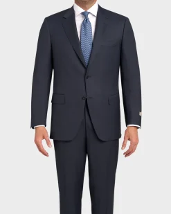 Blue Textured Wool Suit