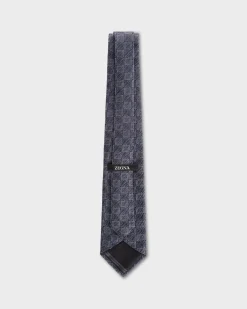 Blue White And Grey Square Pattern Tie