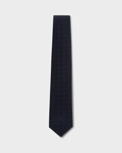 Blue With Brown Circular Paisley Pattern Silk Tie