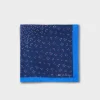 Blue With Red And White Floral Silk Pocket Square